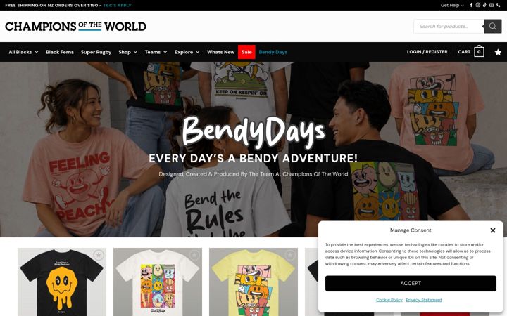 Screenshot of bendydays.co.nz