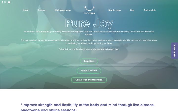 Screenshot of bendyoga.co.uk