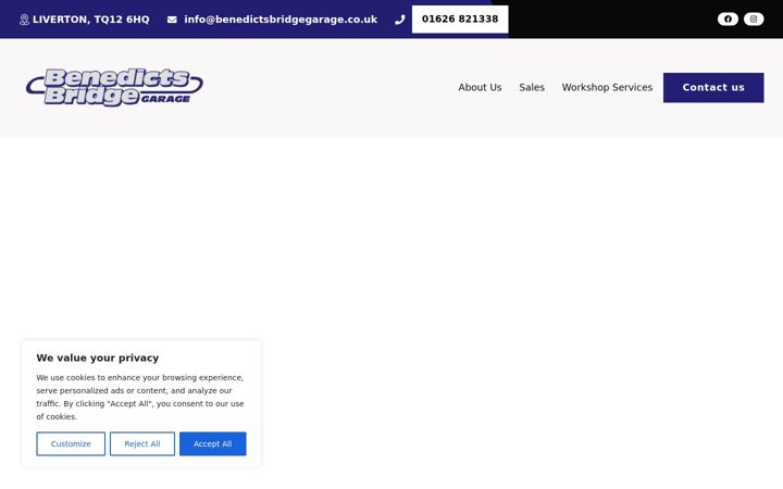 Screenshot stránky benedictsbridgegarage.co.uk