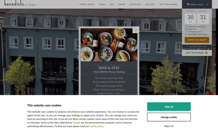 Screenshot of benedictshotel.co.uk