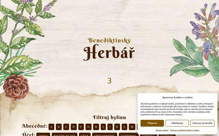 Screenshot of benediktinskyherbar.cz