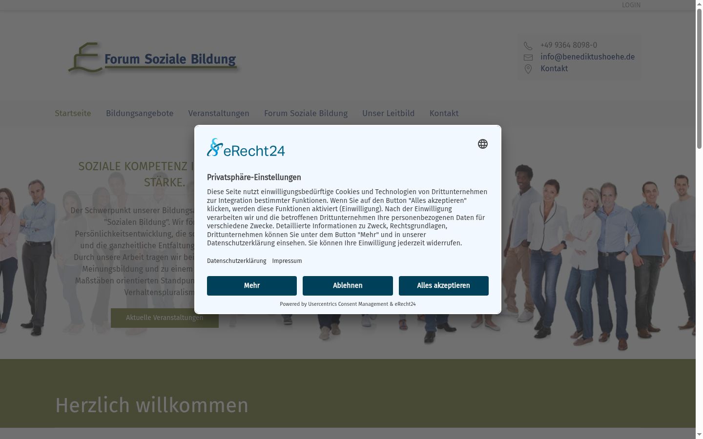 Screenshot del banner di consenso mostrato prima di qualsiasi interazione