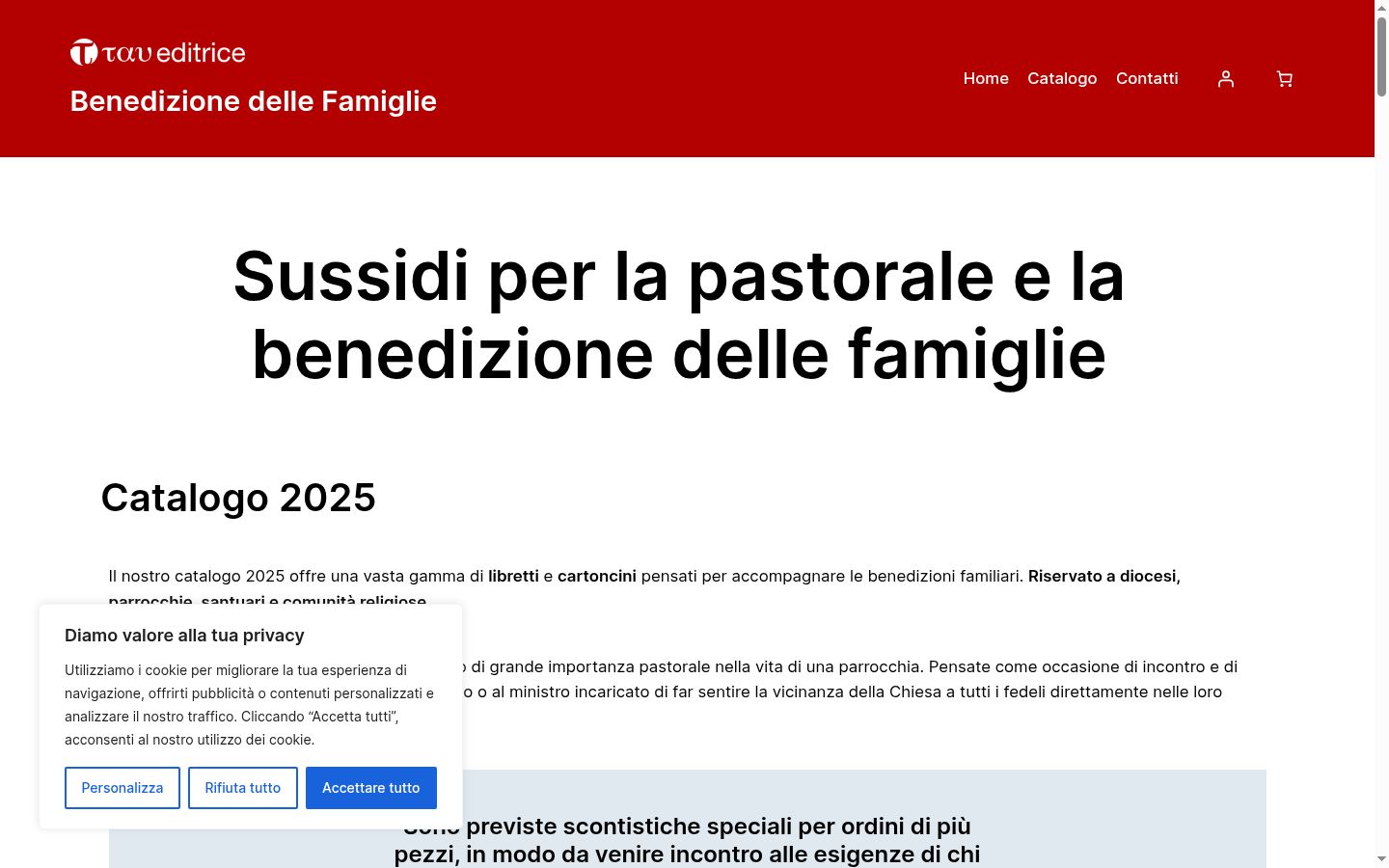 Screenshot del banner di consenso mostrato prima di qualsiasi interazione