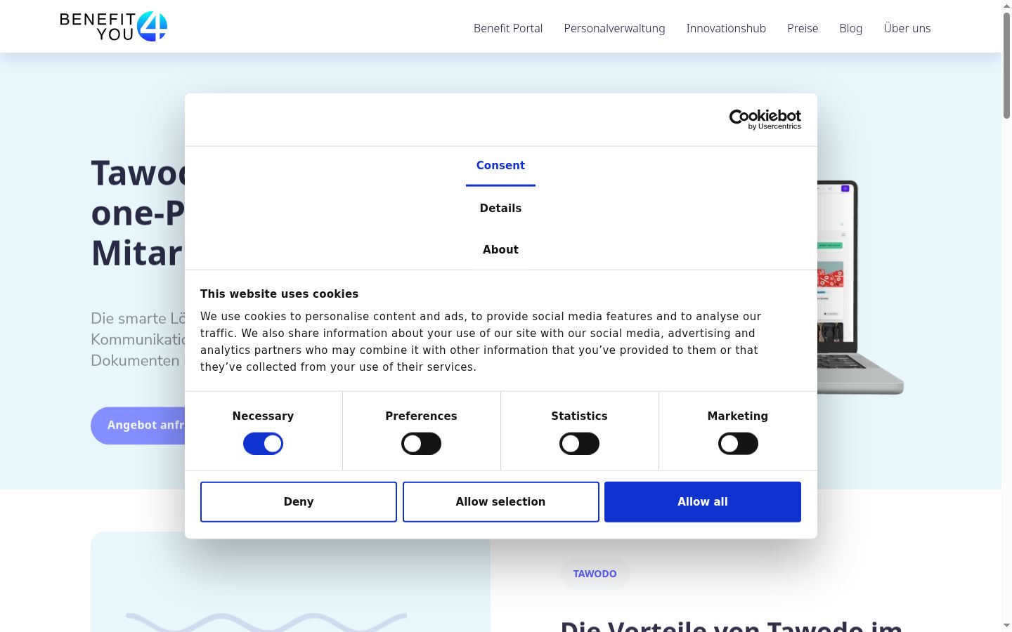 Snímka obrazovky banera súhlasu zobrazeného pred akoukoľvek interakciou