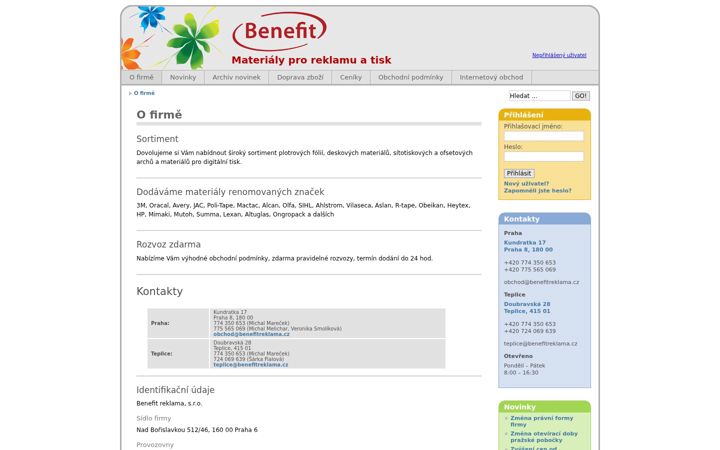 Screenshot of benefitreklama.cz