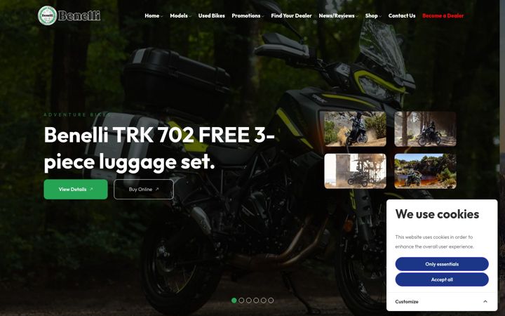 Screenshot stránky benelli.co.uk