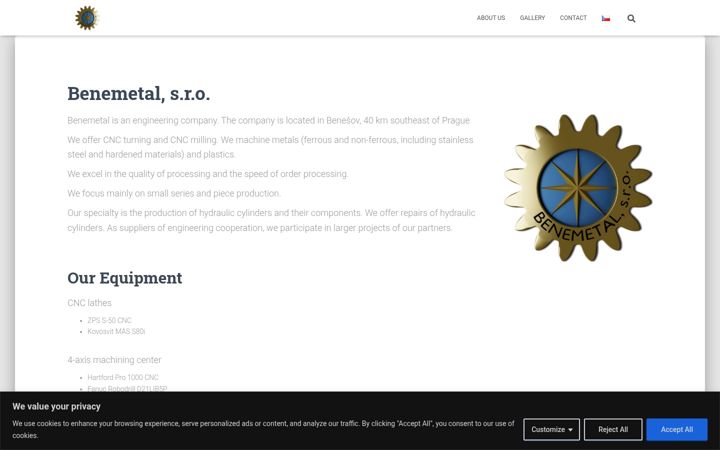 Screenshot of benemetal.cz
