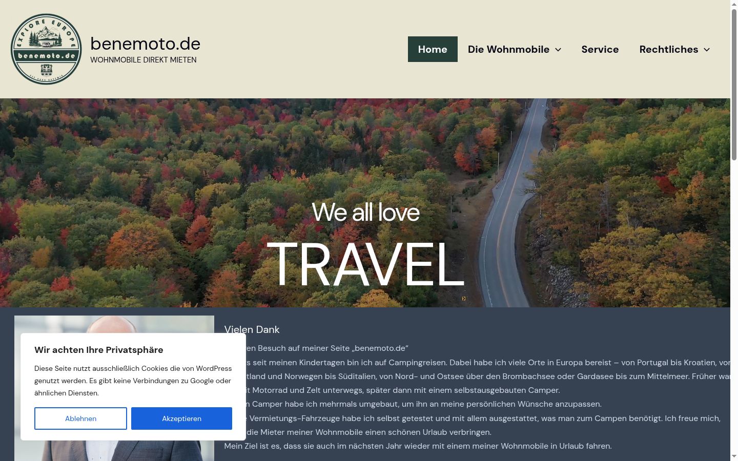 Screenshot del banner di consenso mostrato prima di qualsiasi interazione