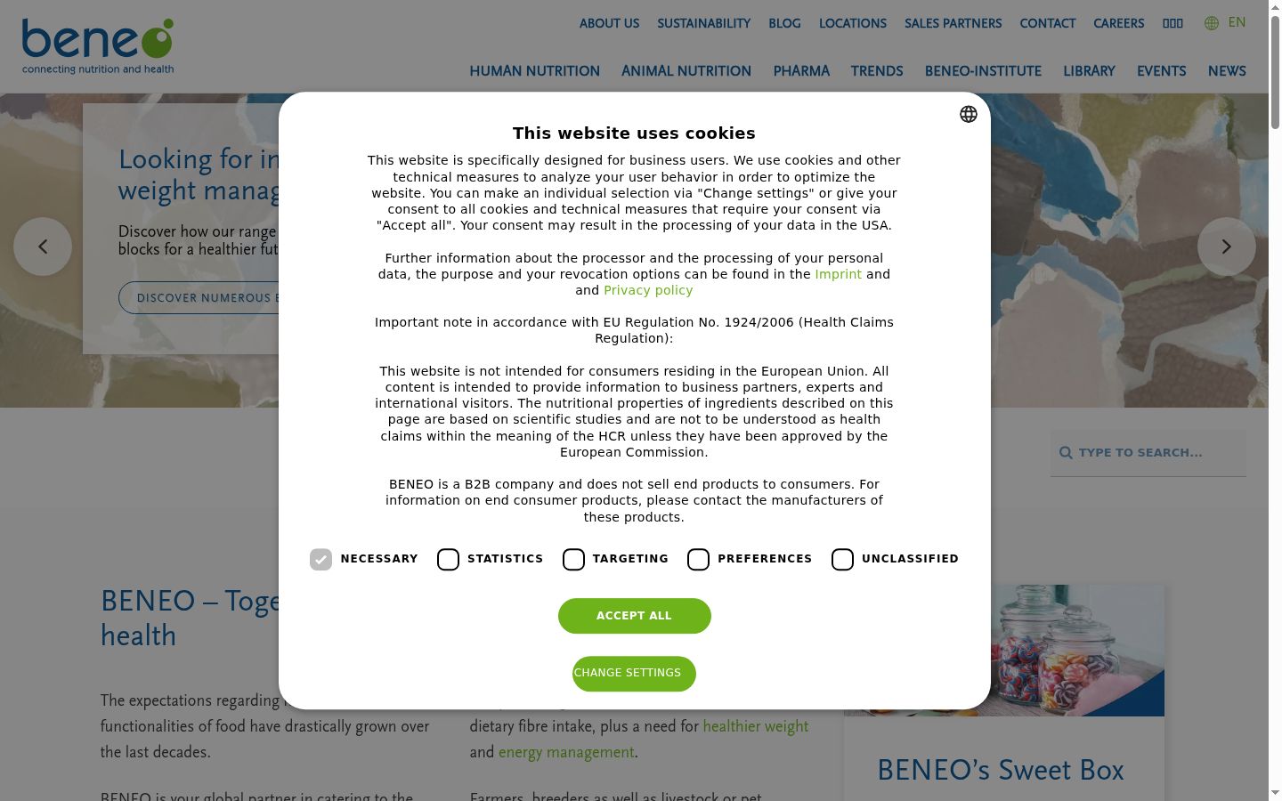 Screenshot del banner di consenso mostrato prima di qualsiasi interazione