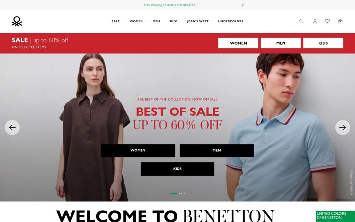 Captura de ecrã de benetton.com