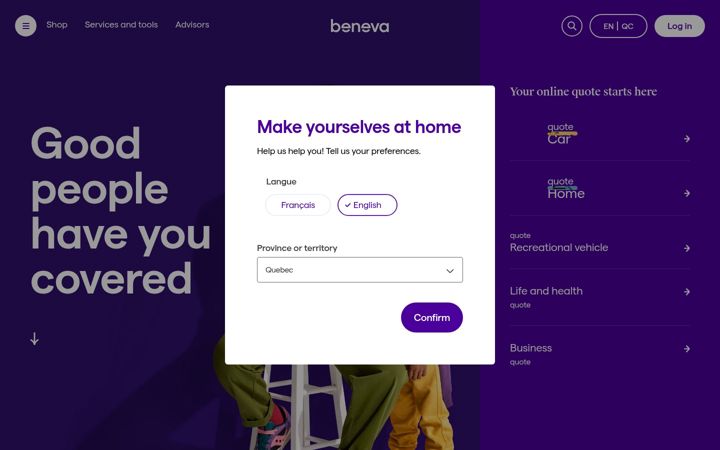 Screenshot of beneva.ca