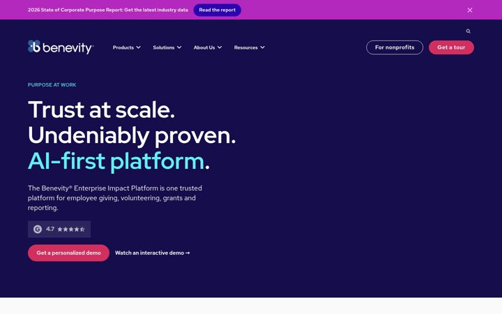 Screenshot of benevity.com