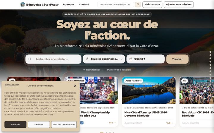 Screenshot von benevolatcotedazur.fr