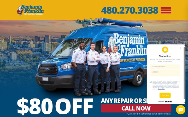 Screenshot of benfranklinplumbingaz.com