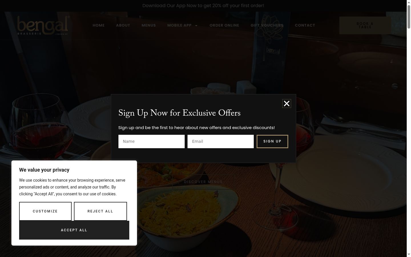 Screenshot of the consent banner shown before any interaction