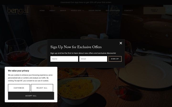 Screenshot of bengalbrasserieuk.com