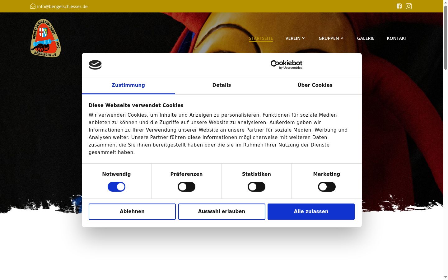 Screenshot of the consent banner shown before any interaction
