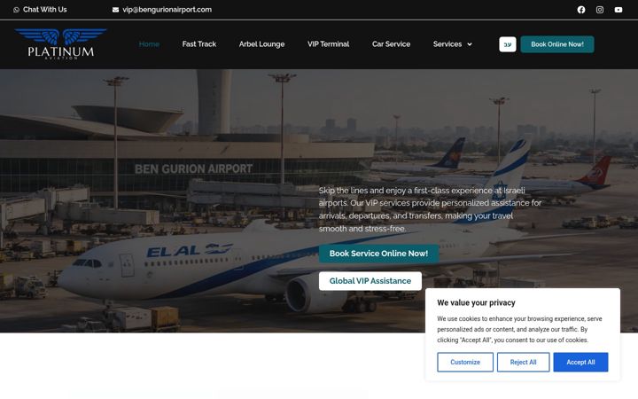 Screenshot of bengurionairportvip.com