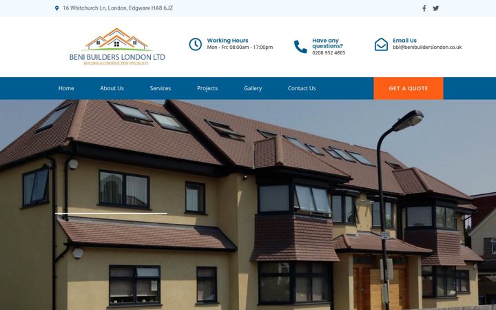 Screenshot of benibuilderslondon.co.uk
