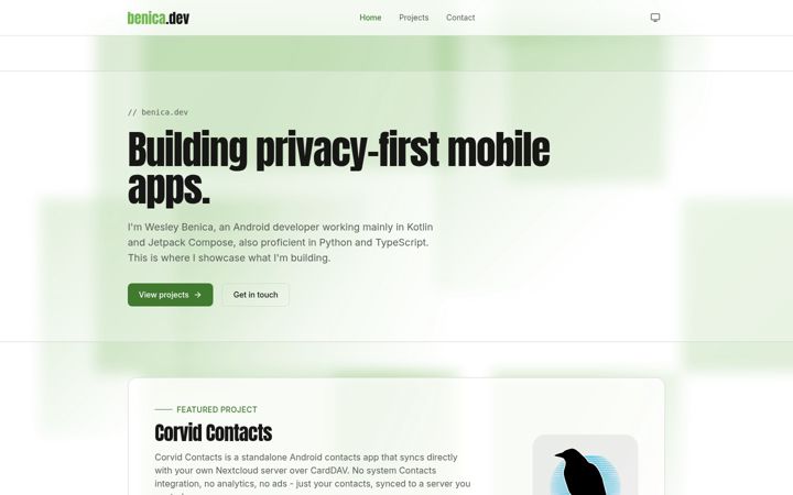 Screenshot of benica.dev
