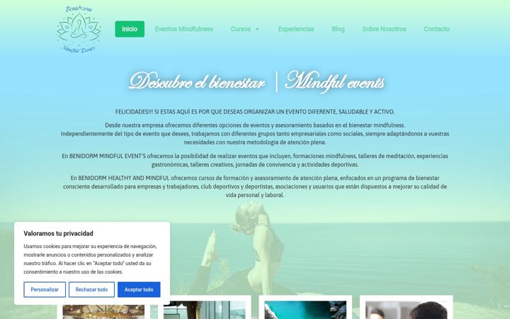 Kuvakaappaus sivustosta benidormhealthyandmindful.es