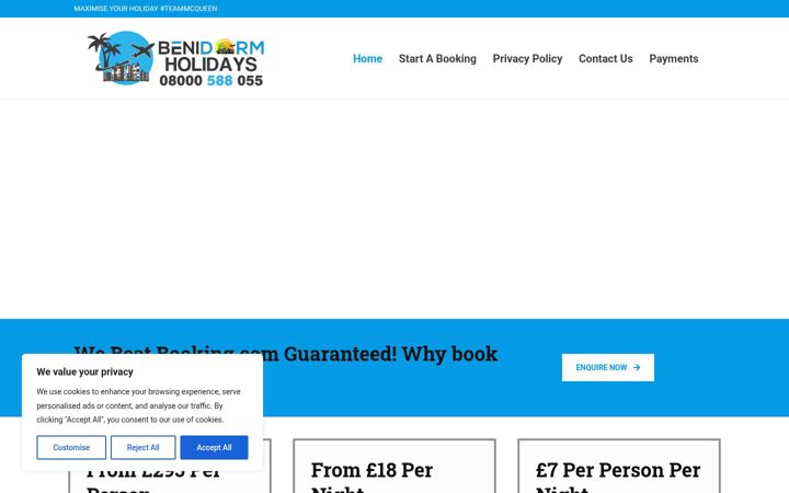 Screenshot of benidormholidays.com