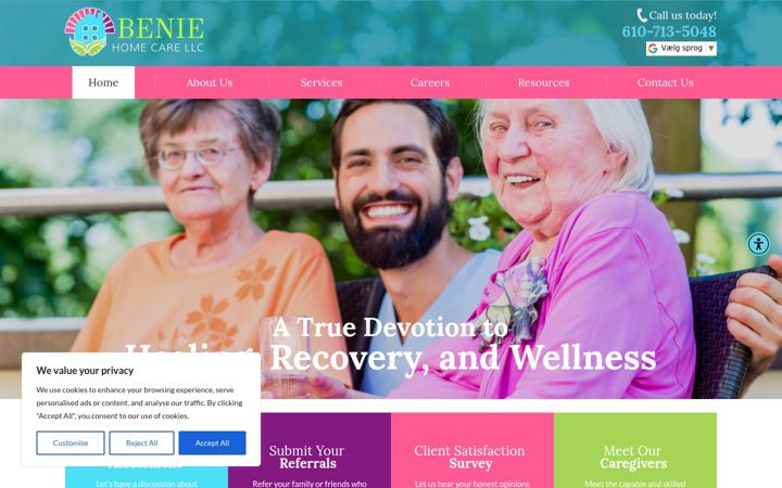 Screenshot of beniehomecarellc.com