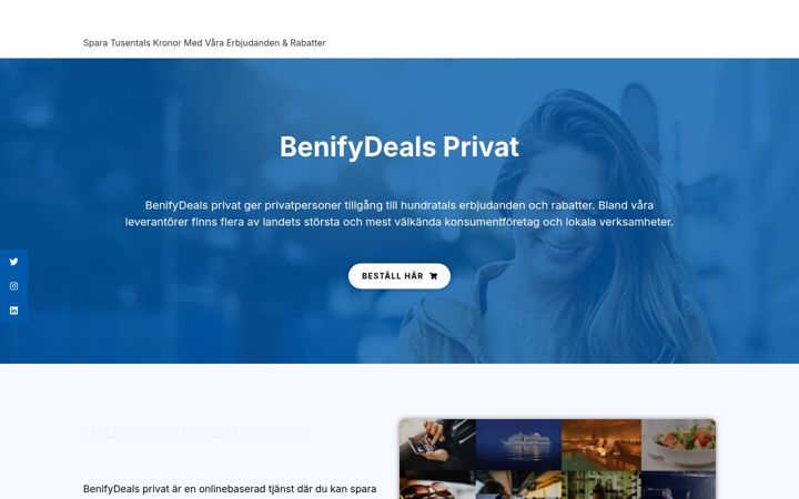 Screenshot of benifydealsprivat.se