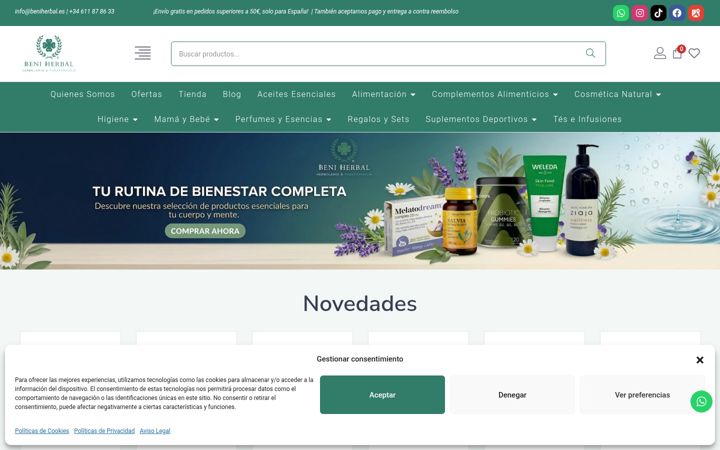 Kuvakaappaus sivustosta beniherbal.es