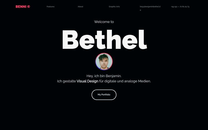 Kuvakaappaus sivustosta benjaminbethel.de