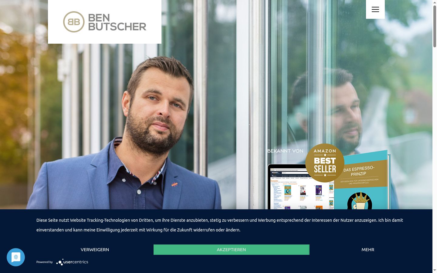 Screenshot des Einwilligungsbanners vor jeglicher Interaktion