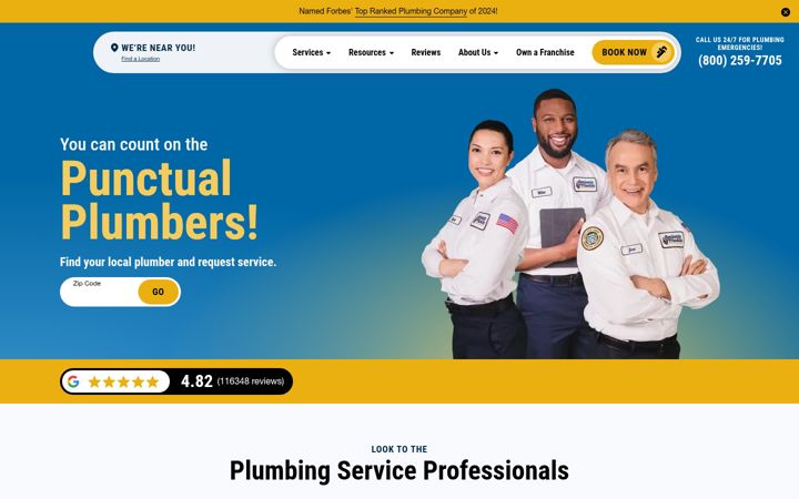 Screenshot of benjaminfranklinplumbing.com