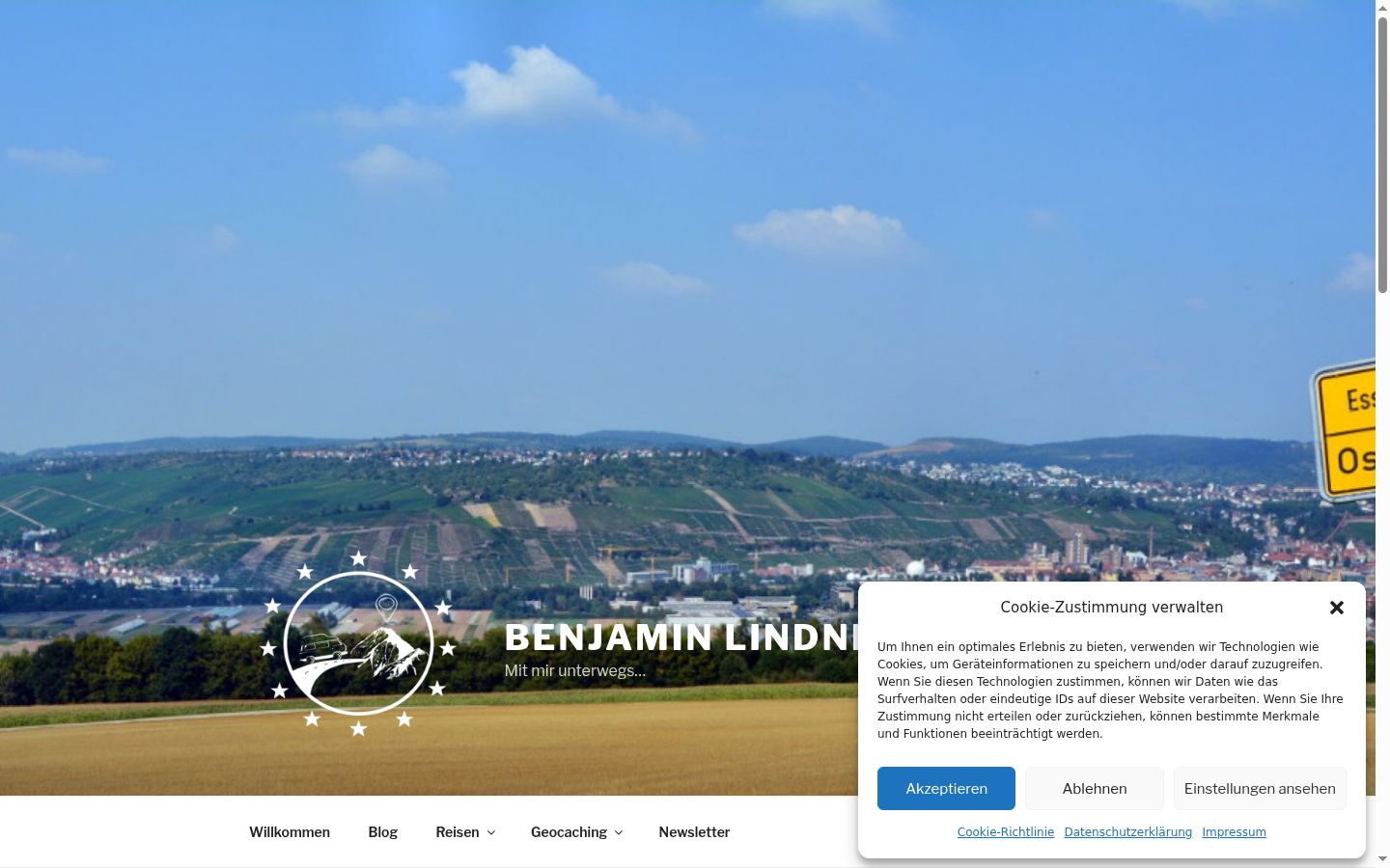 Screenshot des Einwilligungsbanners vor jeglicher Interaktion