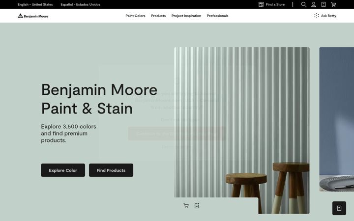 Screenshot van benjaminmoore.com