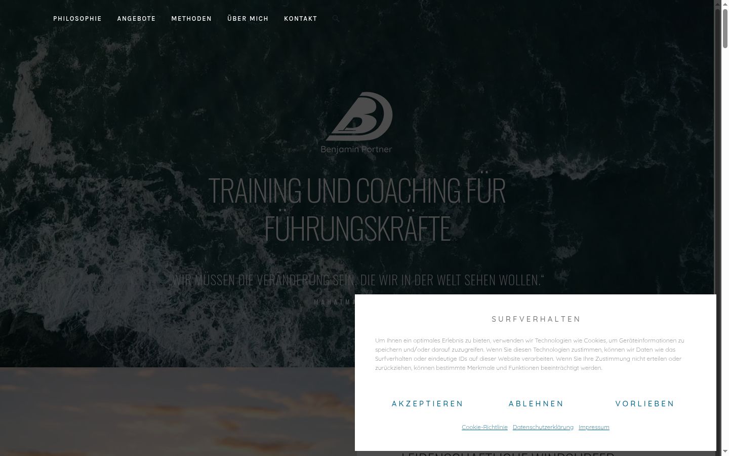 Screenshot des Einwilligungsbanners vor jeglicher Interaktion