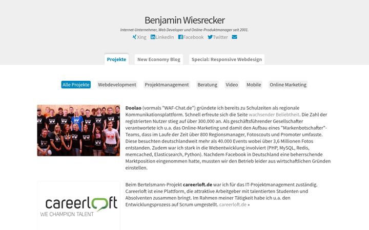 Screenshot of benjaminwiesrecker.com