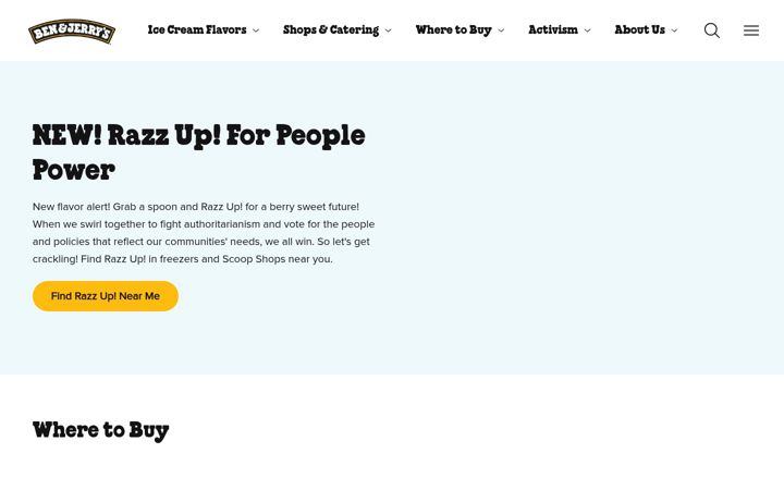 Zrzut ekranu benjerry.com