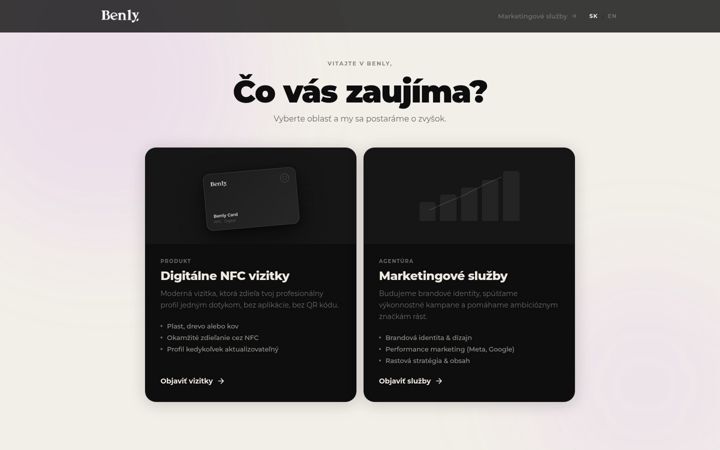 Screenshot of benly.sk