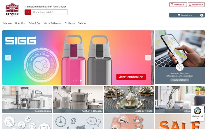 Kuvakaappaus sivustosta benner-shop.de
