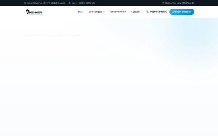 Kuvakaappaus sivustosta benner-umwelttechnik.de