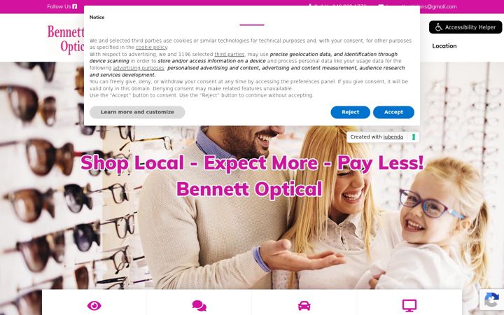 Screenshot of bennettopticians.ie
