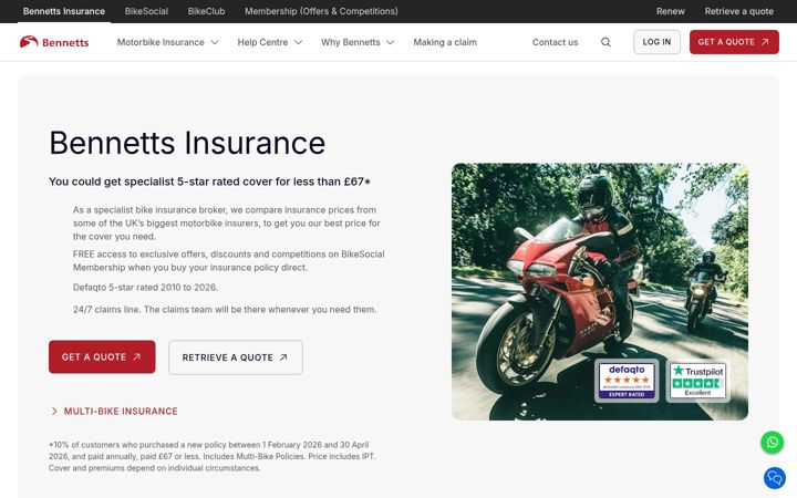 Screenshot of bennettscarinsurance.co.uk