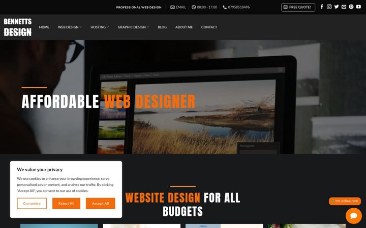 Screenshot of bennettsdesign.co.uk