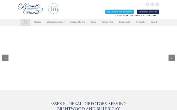 Screenshot of bennettsfunerals.co.uk
