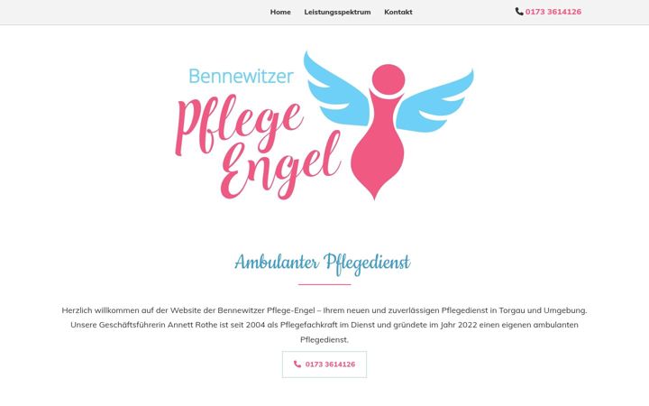 Kuvakaappaus sivustosta bennewitzer-pflege-engel.de