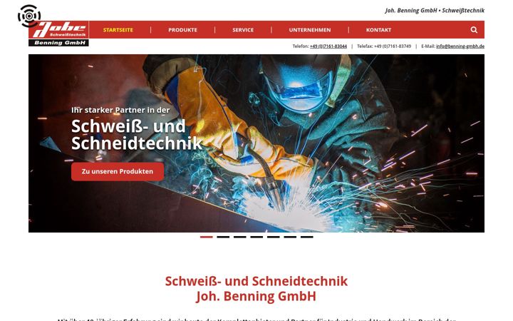Kuvakaappaus sivustosta benning-gmbh.de