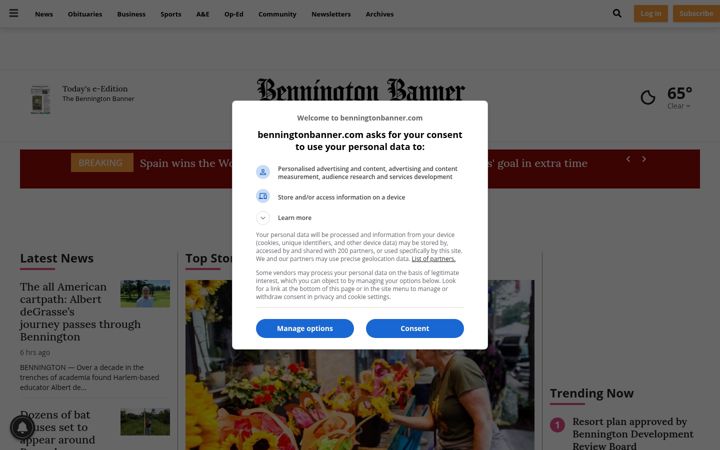 Screenshot of benningtonbanner.com