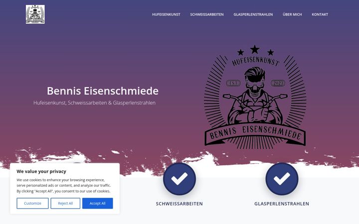 Kuvakaappaus sivustosta bennis-eisenschmiede.de