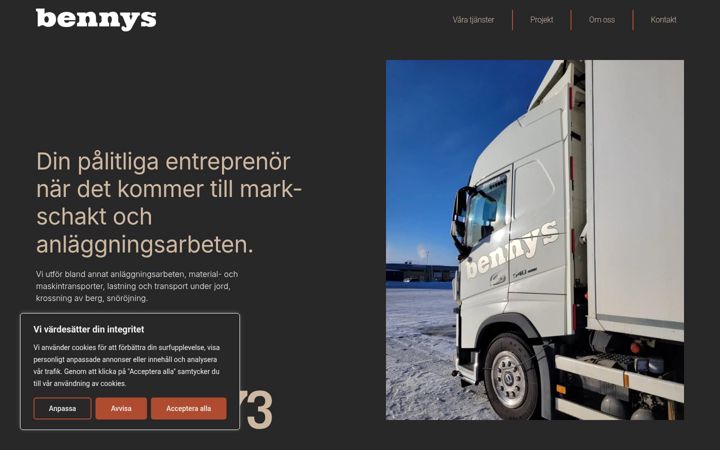 Screenshot of bennysab.se