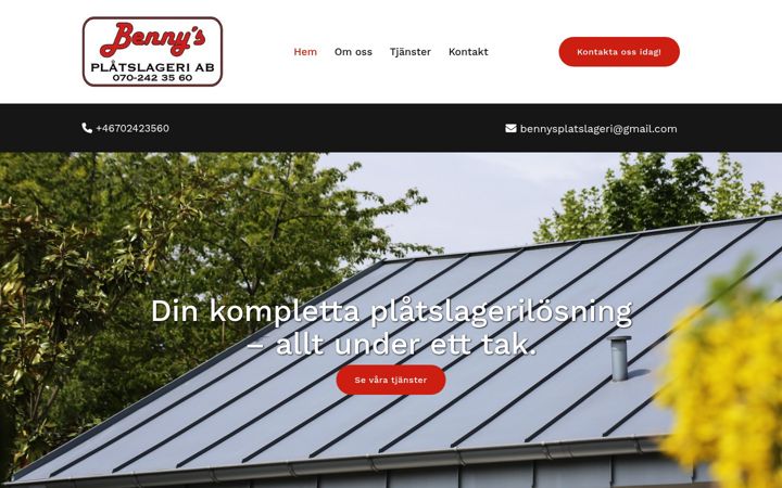 Screenshot of bennysplatslageri.se